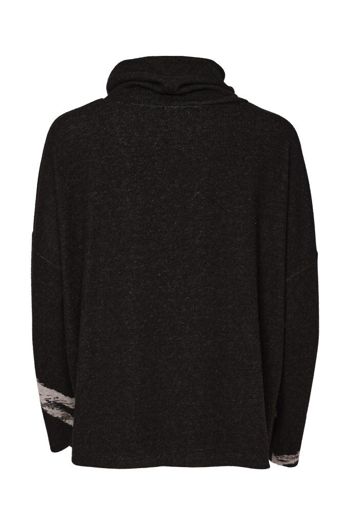 Naya Black and Silver long sleeve printed top NAW26202 with contemporary abstract design