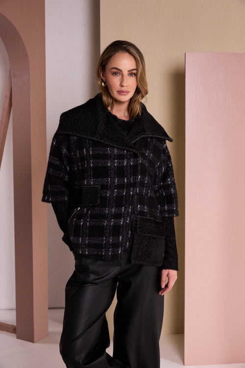 Naya Check Jacket NAW26221 black grey front view