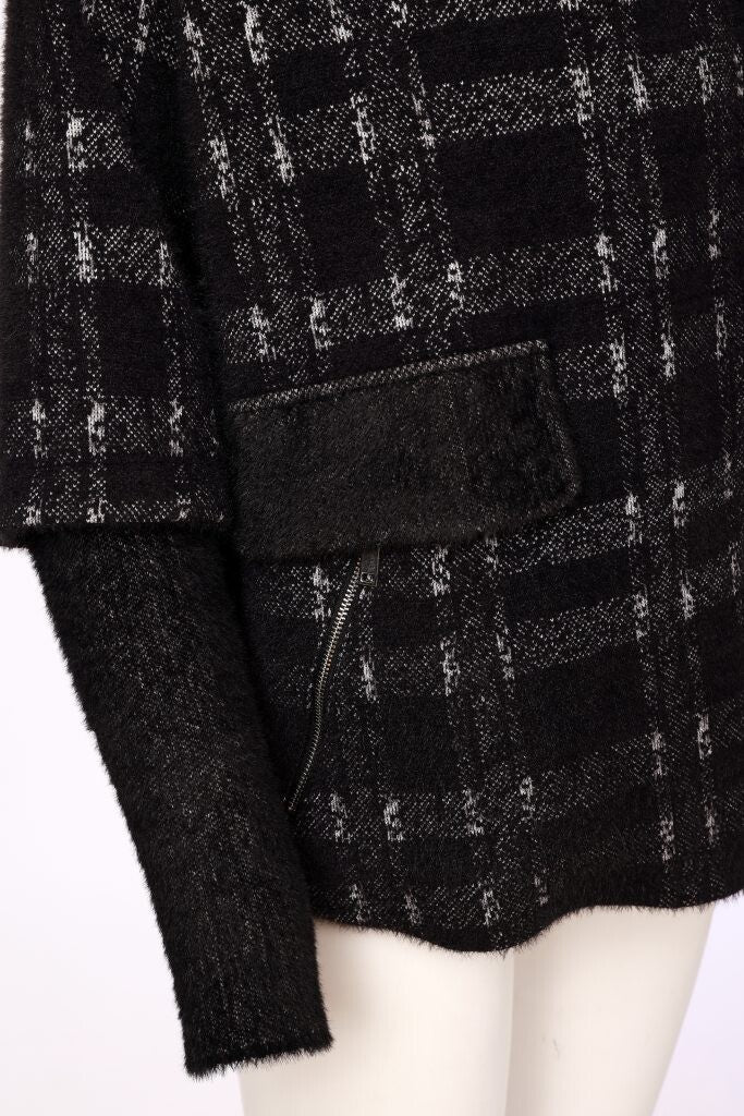 Naya check jacket contrast textured pocket and cuff detail