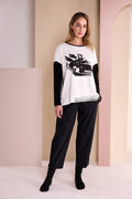 Naya NAW26116 drawstring tapered trousers with elasticated waist and tab hem