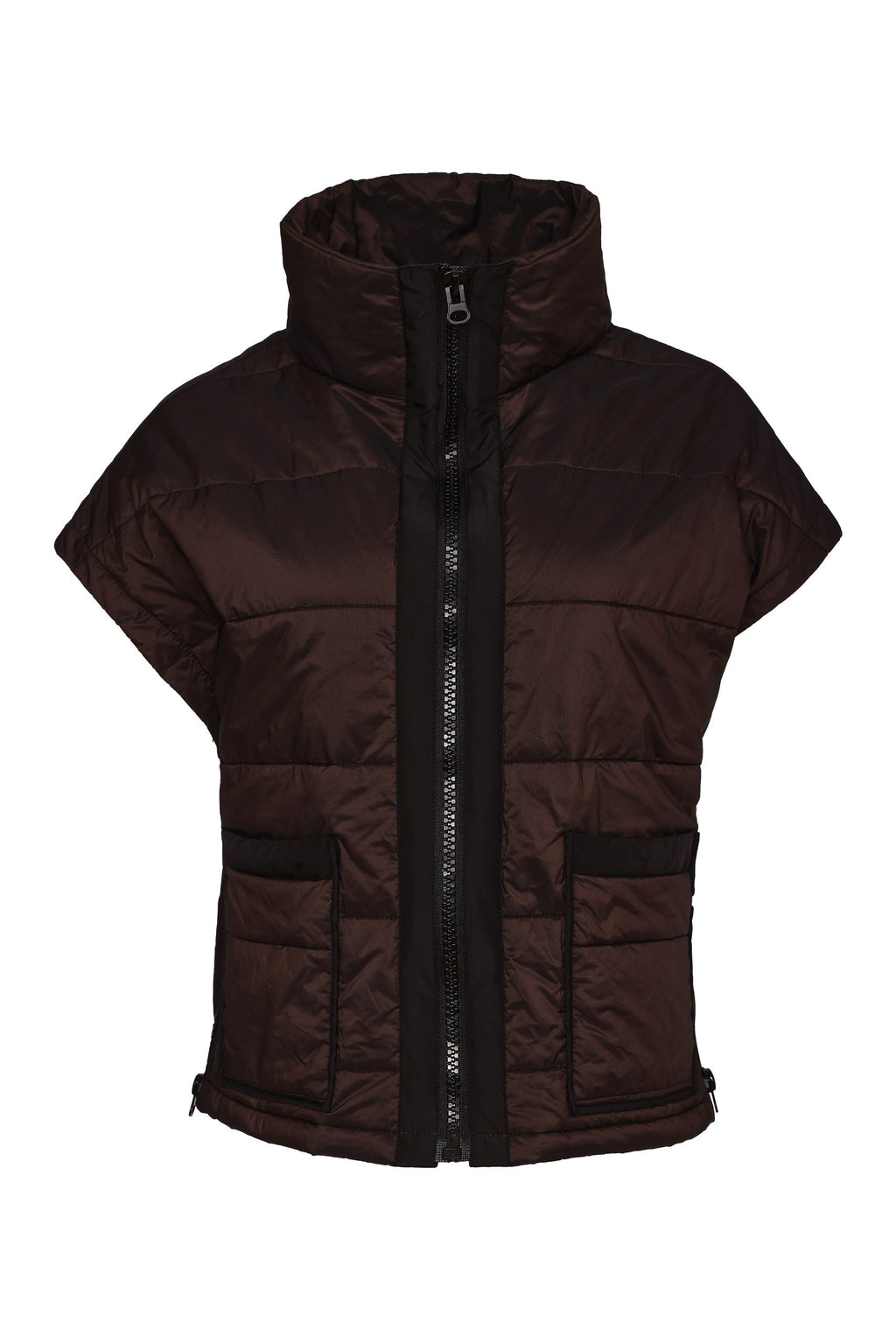 Naya NAW26167 waist length padded gilet with capped sleeves and front patch pockets