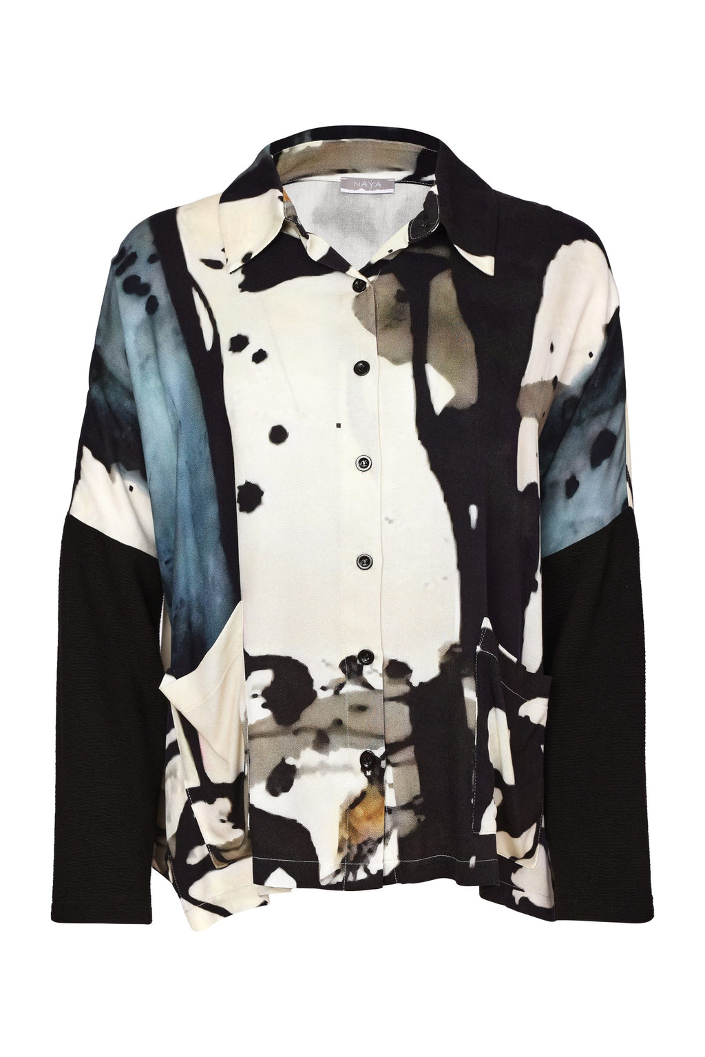 Naya NAW26320 printed shirt styled with grey trousers