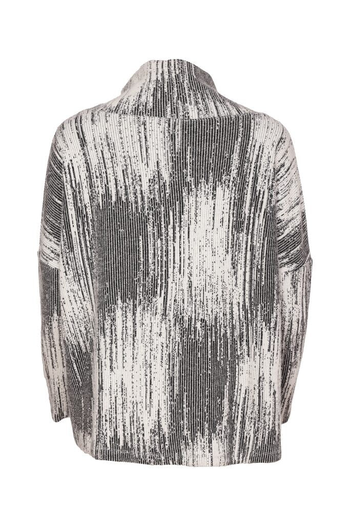 Back view of Naya NAW26205 printed high neck top with relaxed boxy shape