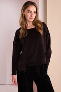 Naya Ribbed Round Neck Top Choko NAW26254 front view