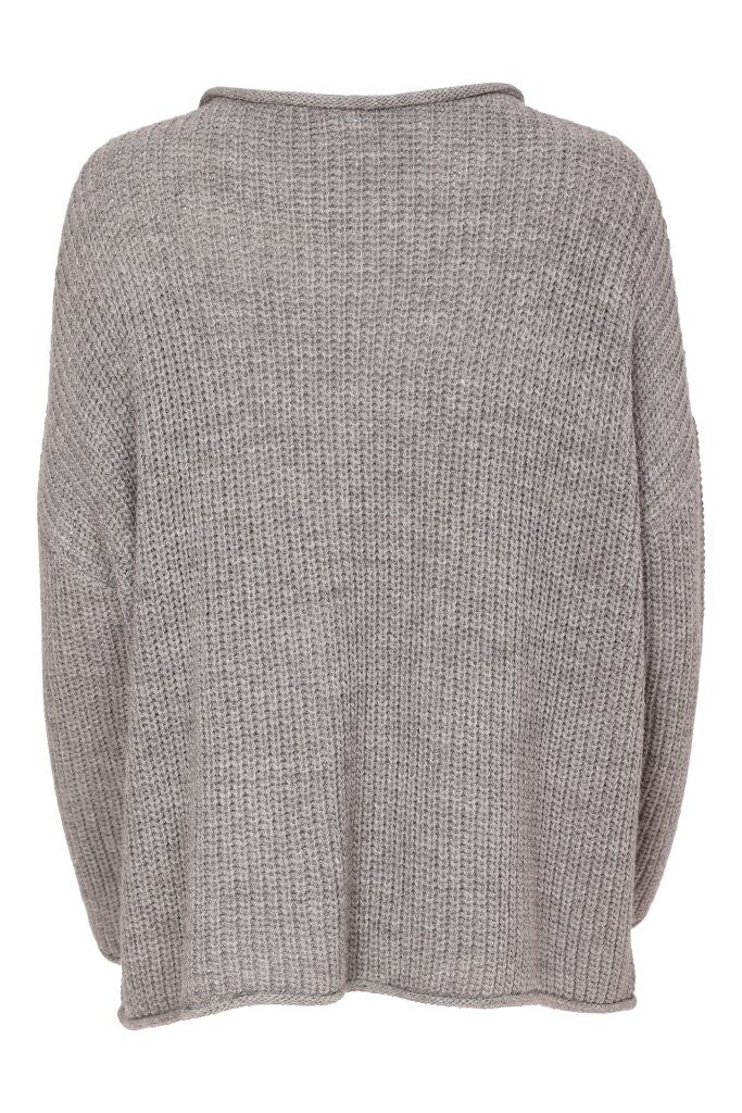 Back view of Naya NAW26261 grey chunky knit jumper with plain textured finish