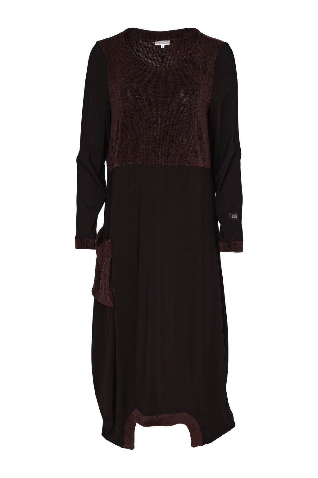 Naya scoop hem dress NAW26255 longline jersey dress with fine cord top panel