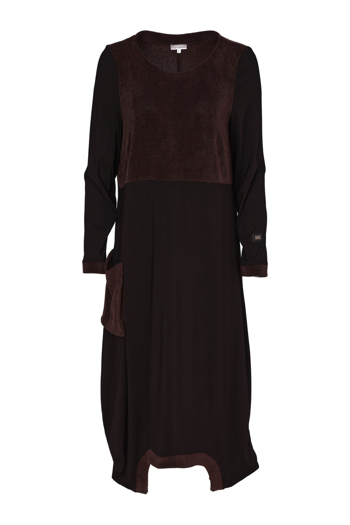 Naya scoop hem dress NAW26255 longline jersey dress with fine cord top panel