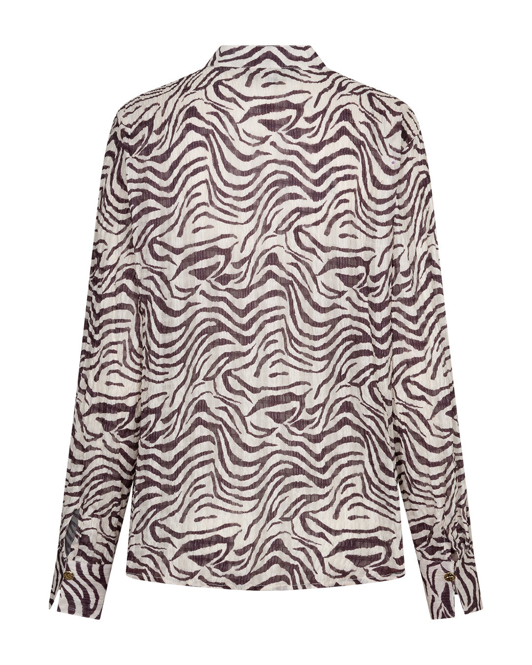 Back view of Red Button Burgundy Zebra Blouse SRB5061 with long sleeves