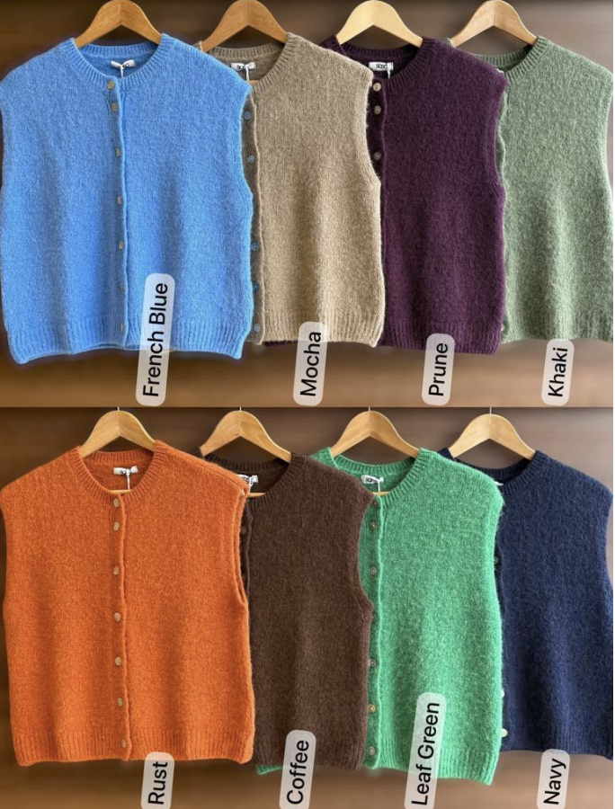 Sasa knitted tank tops in Khaki Coffee and Mocha with soft textured alpaca blend